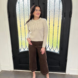 Leather and Pearls Floral Bow Sweater in Oatmeal