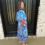 Maude Eliza Midi Dress in Azure Safari