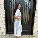 Axel Striped Pleated Midi Dress