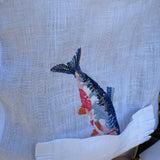 Vilagallo White Linen Button Up with Jumping Fish
