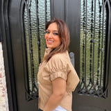 Lucy Solid Poplin Jeweled Top