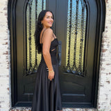 Wilhamina Braided Detail Midi Dress in Black