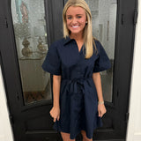 Betsy Button Down Dress in Navy