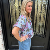 Frans Bubble Hem Top in Blue