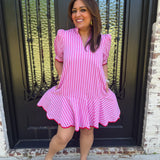 Penny Stripe Dress in Pink
