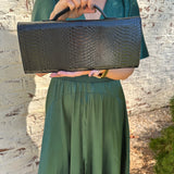 Andi Crocodile Long Clutch in Black