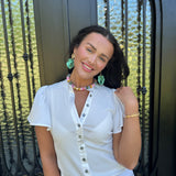 Multi Color Beads & Metal Gold Ball Necklace