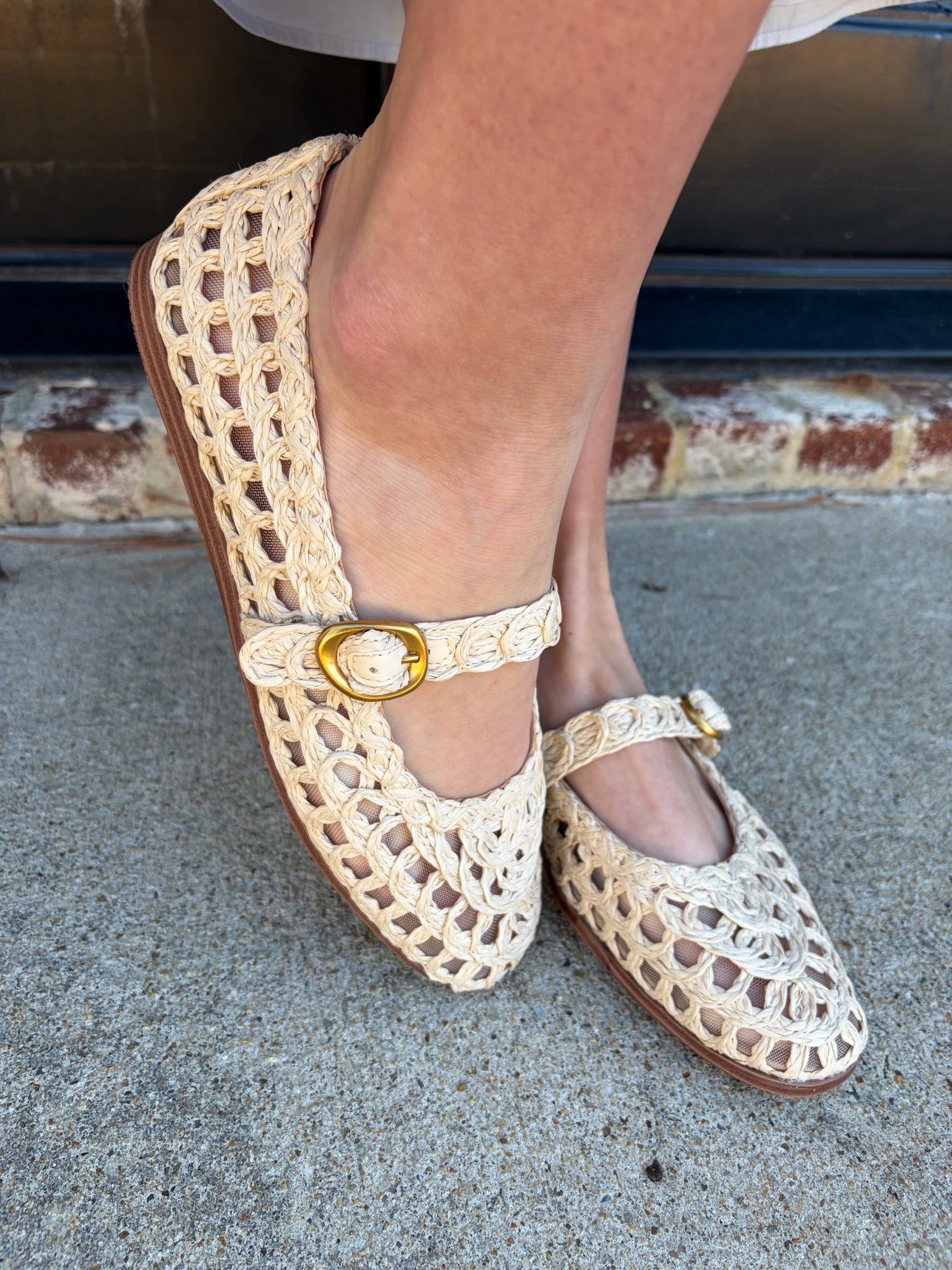 Steve Madden Melody Ballet Flats in Natural Raffia