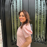 Tristan Round Neck Stripe Puff Sleeve Top