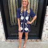 Navy and White Flowers Set in Navy