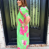 Lizzy Floral Midi Dress in Lime