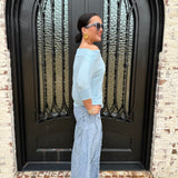 The SHORT SLEEVE ANYWHERE TOP in CLOUD BLUE