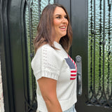 Mary American Flag Sweater in White