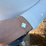 Single Color Clover Stretch Beaded Bracelet in Multiple Colors