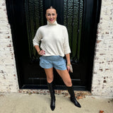 Langley Ruffle Mini Denim Shorts in Mineral Wash