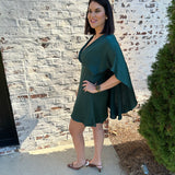 Aria Satin Cape Dress in Dark Teal
