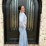 Open Knit Quarter Zip Sweater in Light Blue