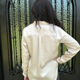 Spanx Better Than Silk Button Down Shirt in Birch