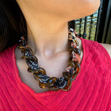 Scarf Necklace with Chunky Enamel Chain in Tort