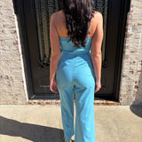 Ashton Jumpsuit in Aqua Blue