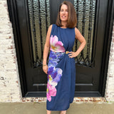 Painted Floral Midi Dress