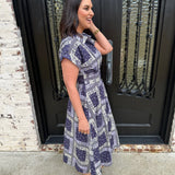 Nautical Midi Dress in Navy
