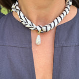 Scarf Necklace with Waterdrop Baroque Pearl Charm