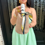 Mini Leather Bucket Bag in Beige