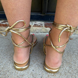 Solei Sea Angie Ankle Wrap Sandals in Gold
