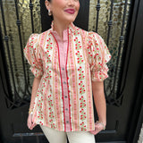 Lover Floral Button Down Top in Red