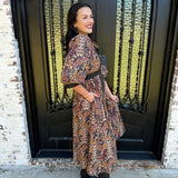 Rena Paisley Print Zip Up Dress in Black