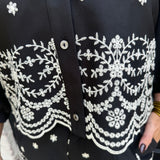 Henley Top and Shorts Set in Black