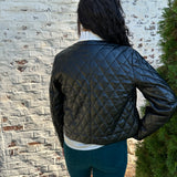 Bonheur Faux Leather Quilted Jacket in Black