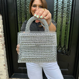 Acrylic and Silver Metallic Top Handle Purse