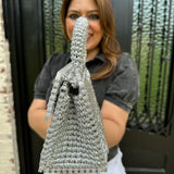 Acrylic and Silver Metallic Top Handle Purse