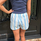 Lulu Mac Darby Boxer Stripe Shorts in Light Blue
