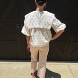 Oversized Collar Floral Blouse in Ivory
