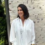 Shaw Front Tie Button Down Shirt in Off White