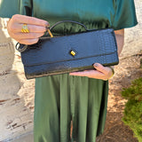 Andi Crocodile Long Clutch in Black