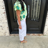 Tractr High Rise Barrel Crop in White