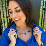 Charcoal Crystal Drop Charms Gold Necklace