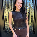 Metallic Crewneck Sweater in Black