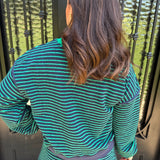 Navy and Green Stripe Top
