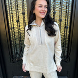 Spanx AirEssentials Brushed Half Zip in Heather Cream