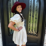 Ruthie Bubble Hem Shirt Dress in Eggshell