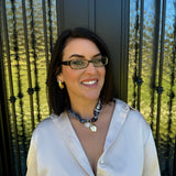 Scarf Necklace with Football and Pearl Heart Pendants