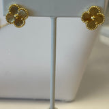 Solid Clover Pendant Stud Earring in Gold and Silver
