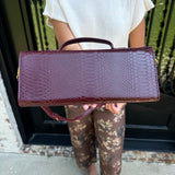 Andi Crocodile Long Clutch in Burgundy