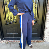 Spanx AirEssentials Colorblock Wide Leg Pant in Navy