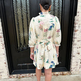 Mokie Floral Tie Dress in Cream